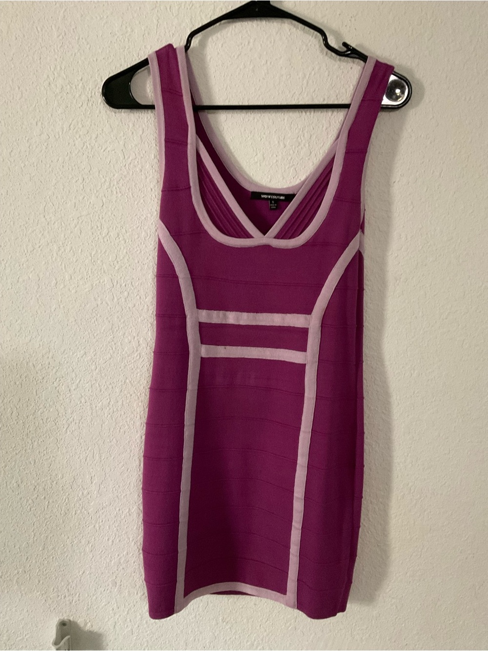 Wow couture Magenta Tank Dress with Light Pink Trim
